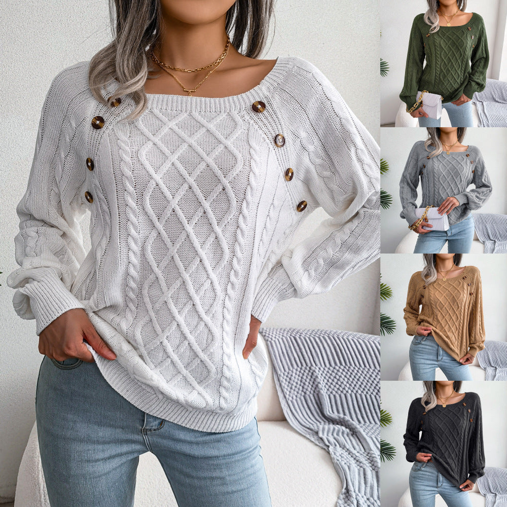 Squared Neck Knitted Sweater