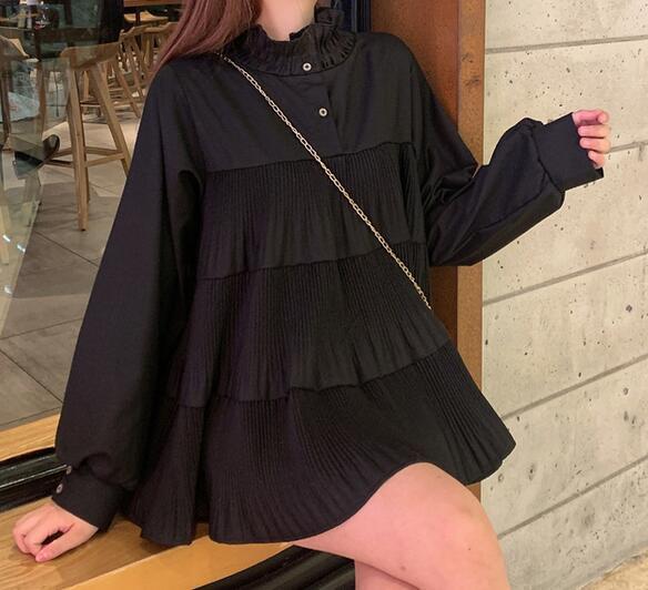 Ruffled High Collar Blouse