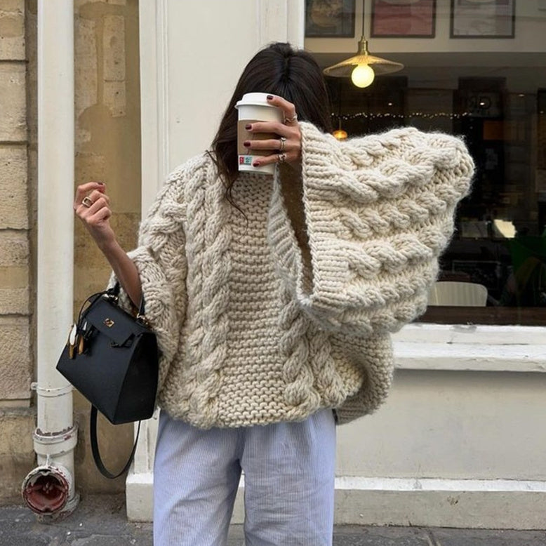 Wide Sleeves Knitted Sweater