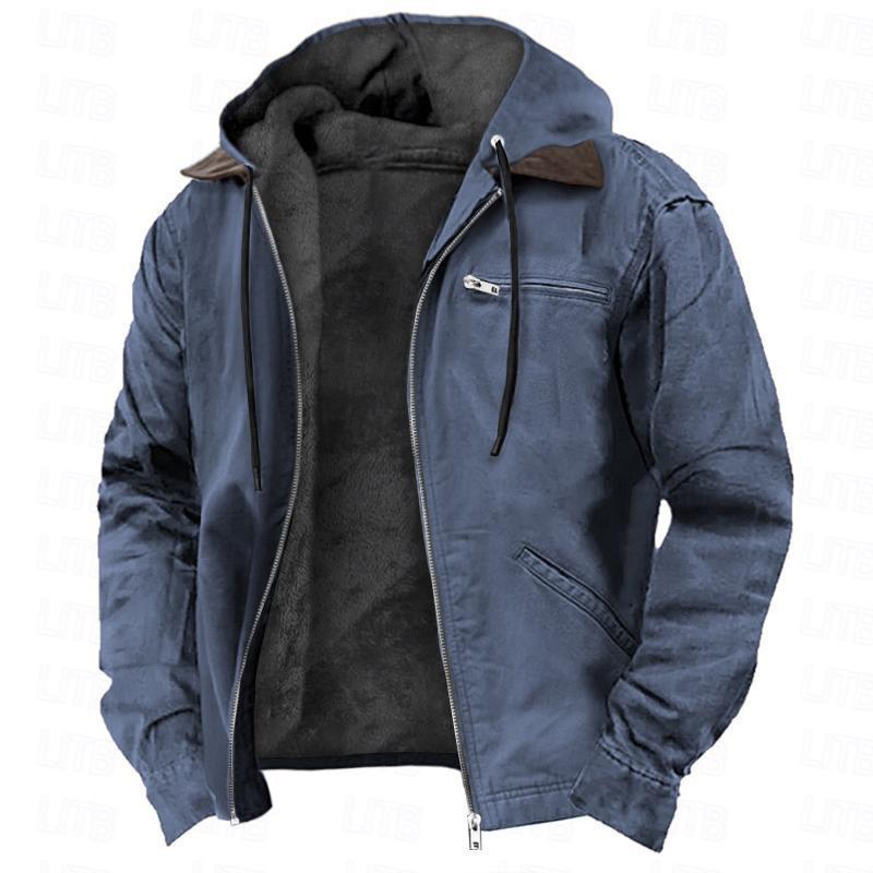 Pockets Fleece Zip-Up Hooded Jacket