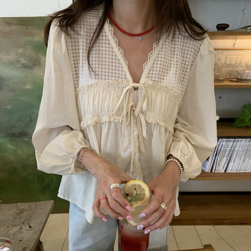 Women's Retro V-neck Loose Shirt