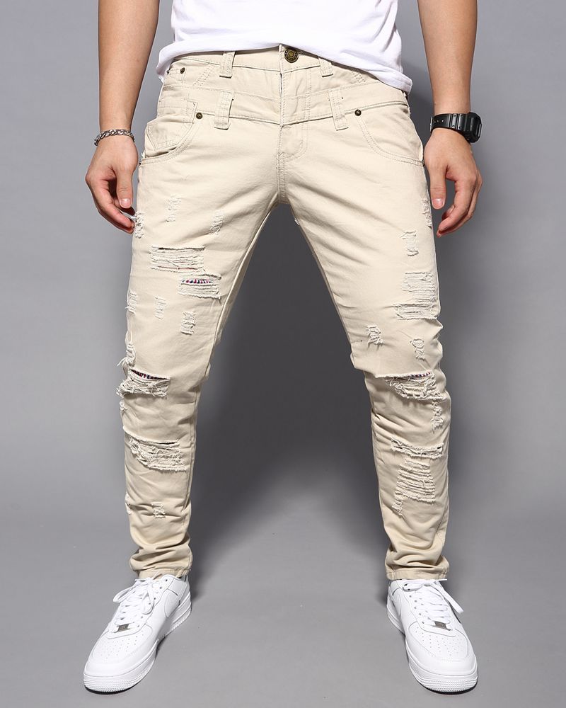 Double Waist Ripped Cargo Trousers