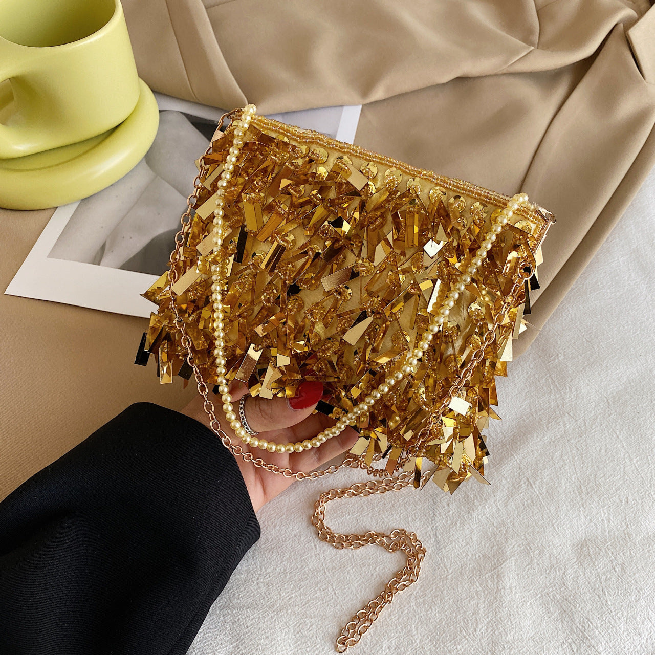 Women's Retro Sequin Tassel Evening Bag