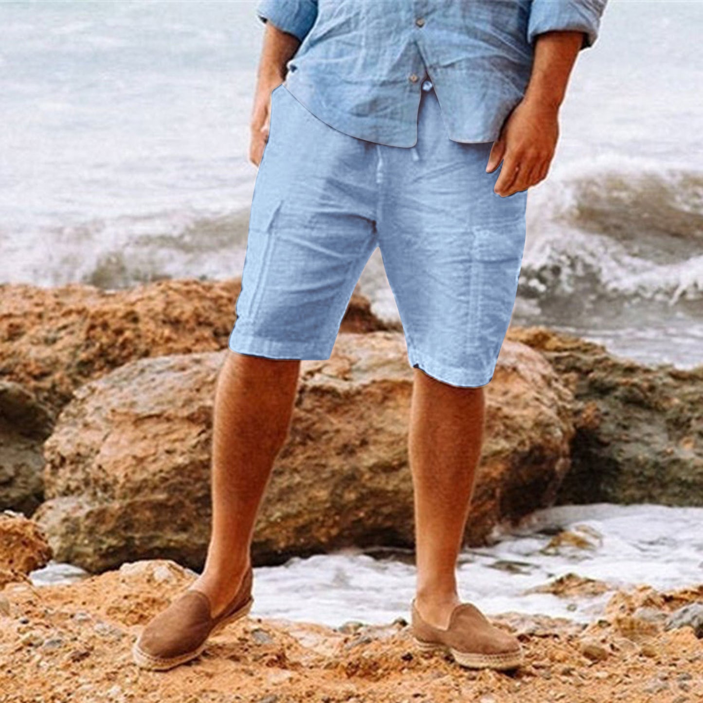 Men's Cotton/Linen Blend Cargo Shorts