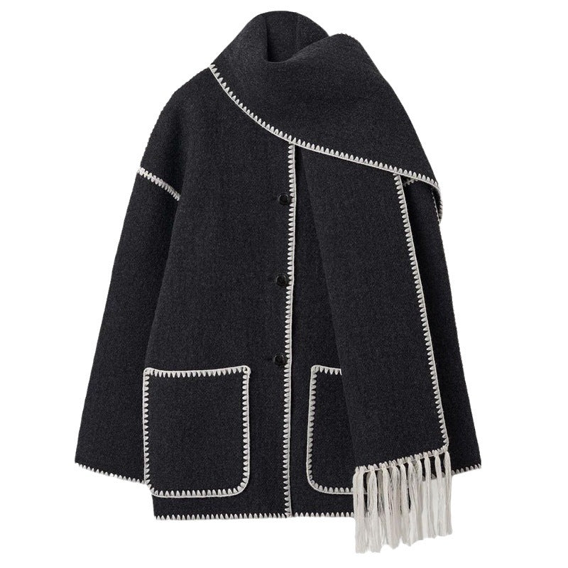 Women's Tassel Scarf Woolen Coa