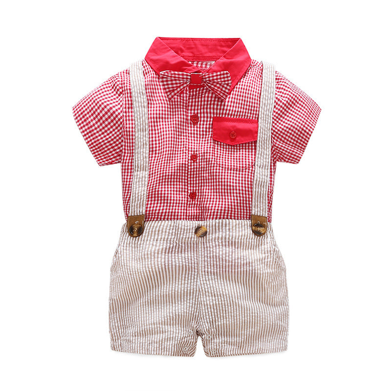 Boys' Fashion Statement Short-sleeved 2 Pcs Suit