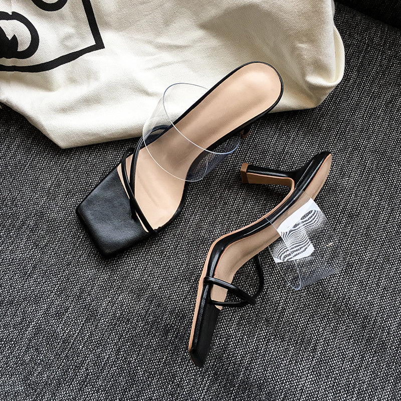 Women's Square Toe Transparent Sandals