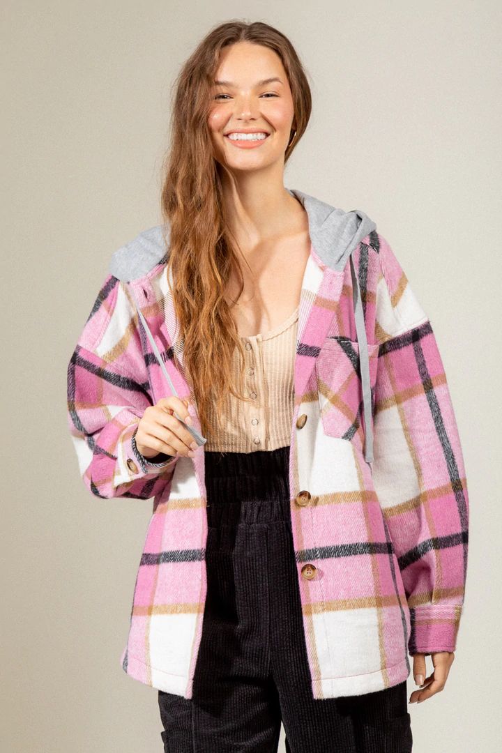 Women's Hooded / Woolen Plaid Shirt