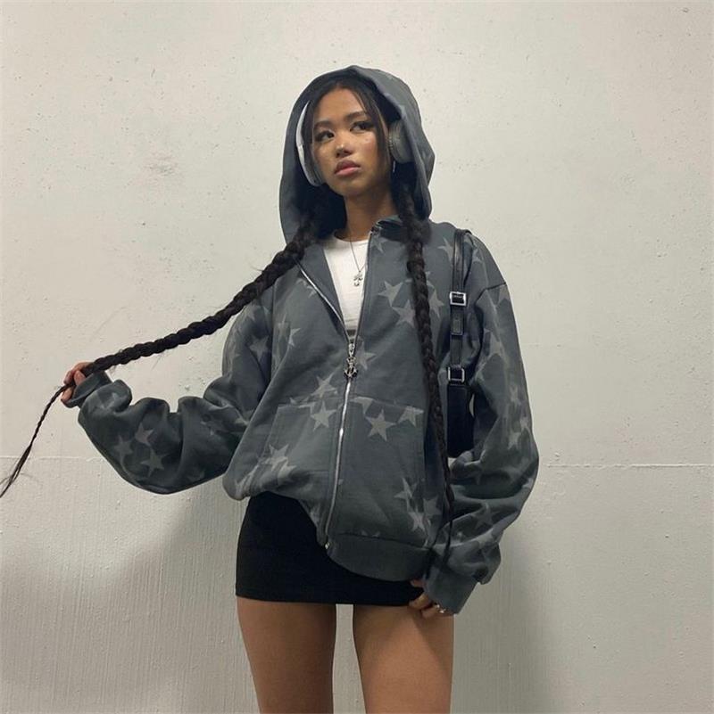 Printed Hooded Cardigan