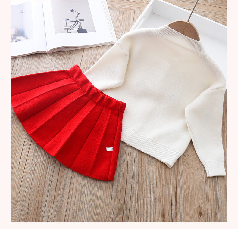 2 Pcs Baby Girl Mink Wool Sweater Dress