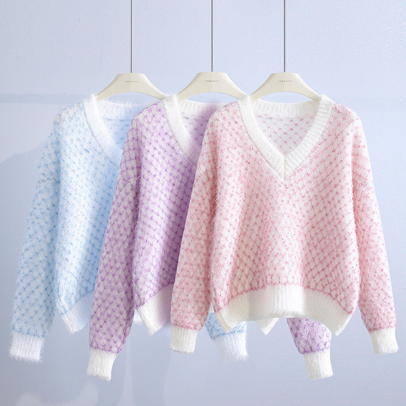 Women's Plaid Knit Sweater