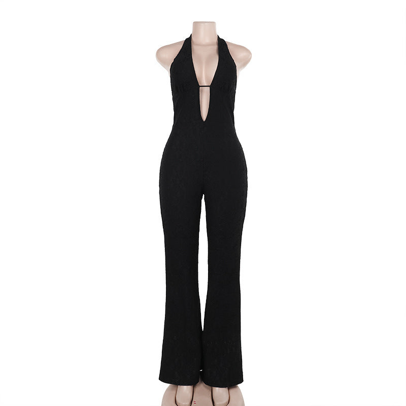 Slim-fit Lace V-neck Jumpsuit