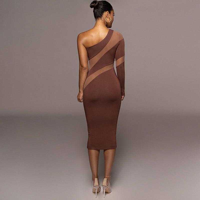 High-waisted Midi Skirt Mesh Dress
