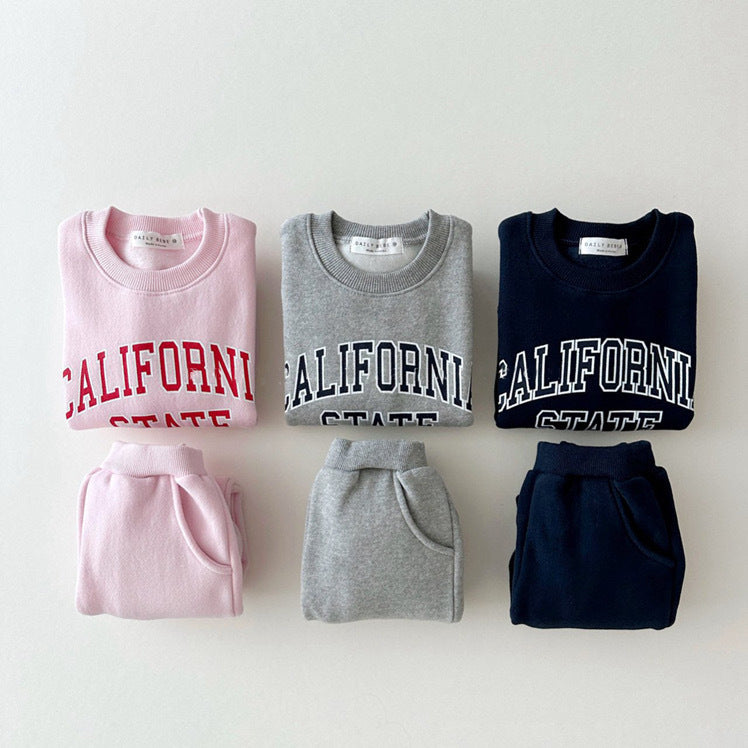 Boys & Girls Lettered Hooded 2pcs Set