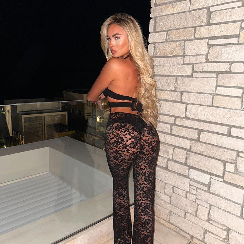 Extremely Lowcut Lace Jumpsuit