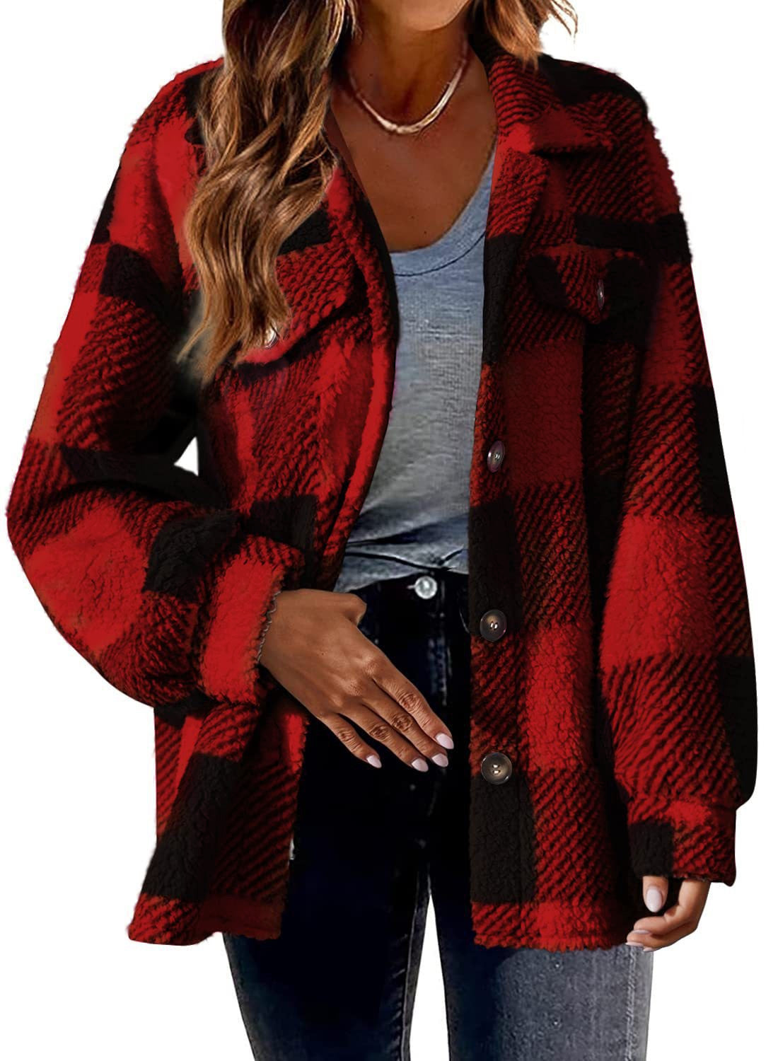 Women's Button Plush Coat