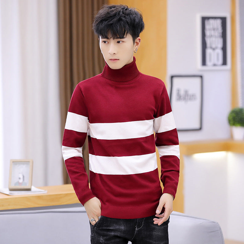 Men's Striped Turtleneck Sweater