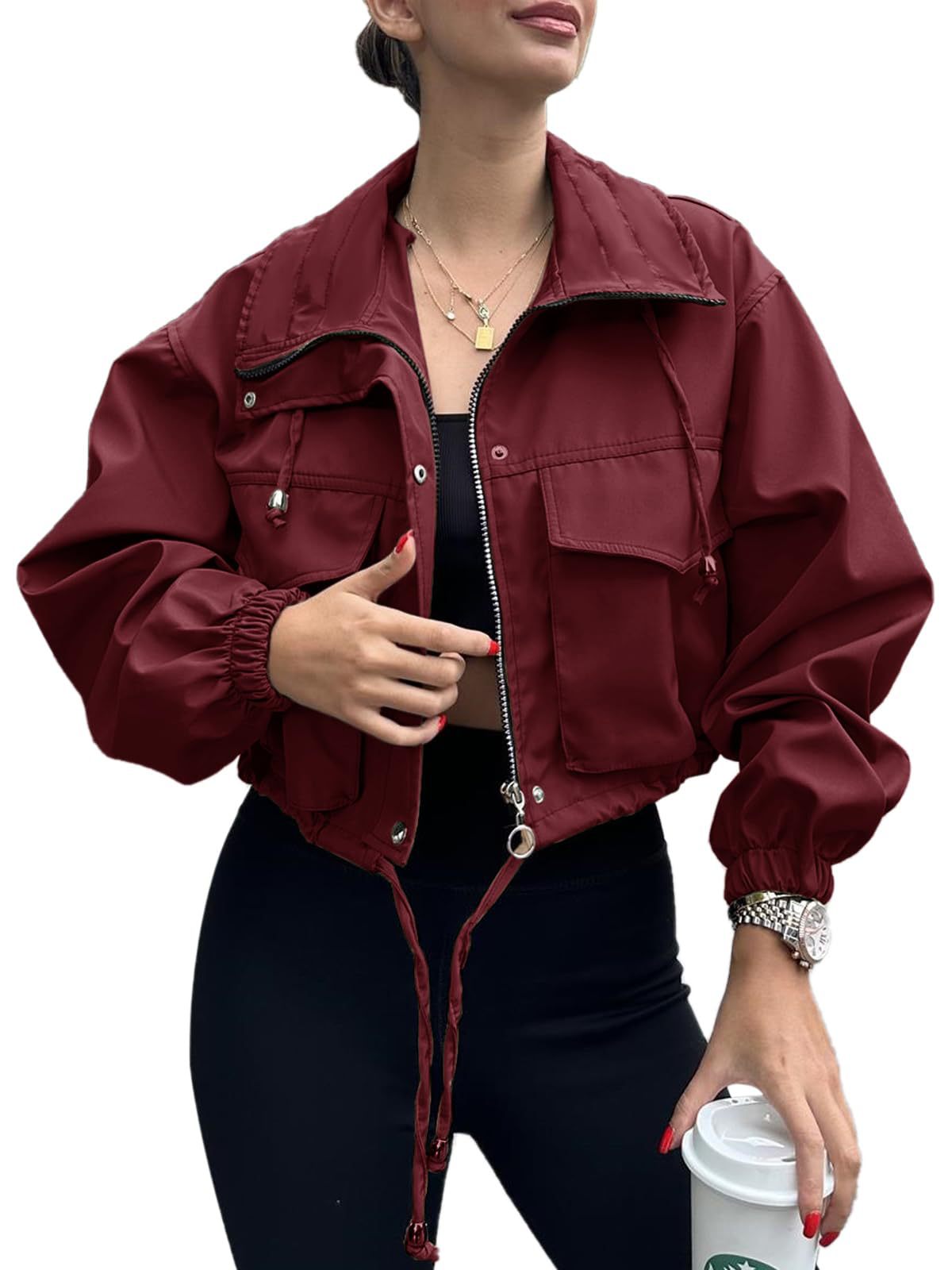Solid Color Short Zipper Jacket