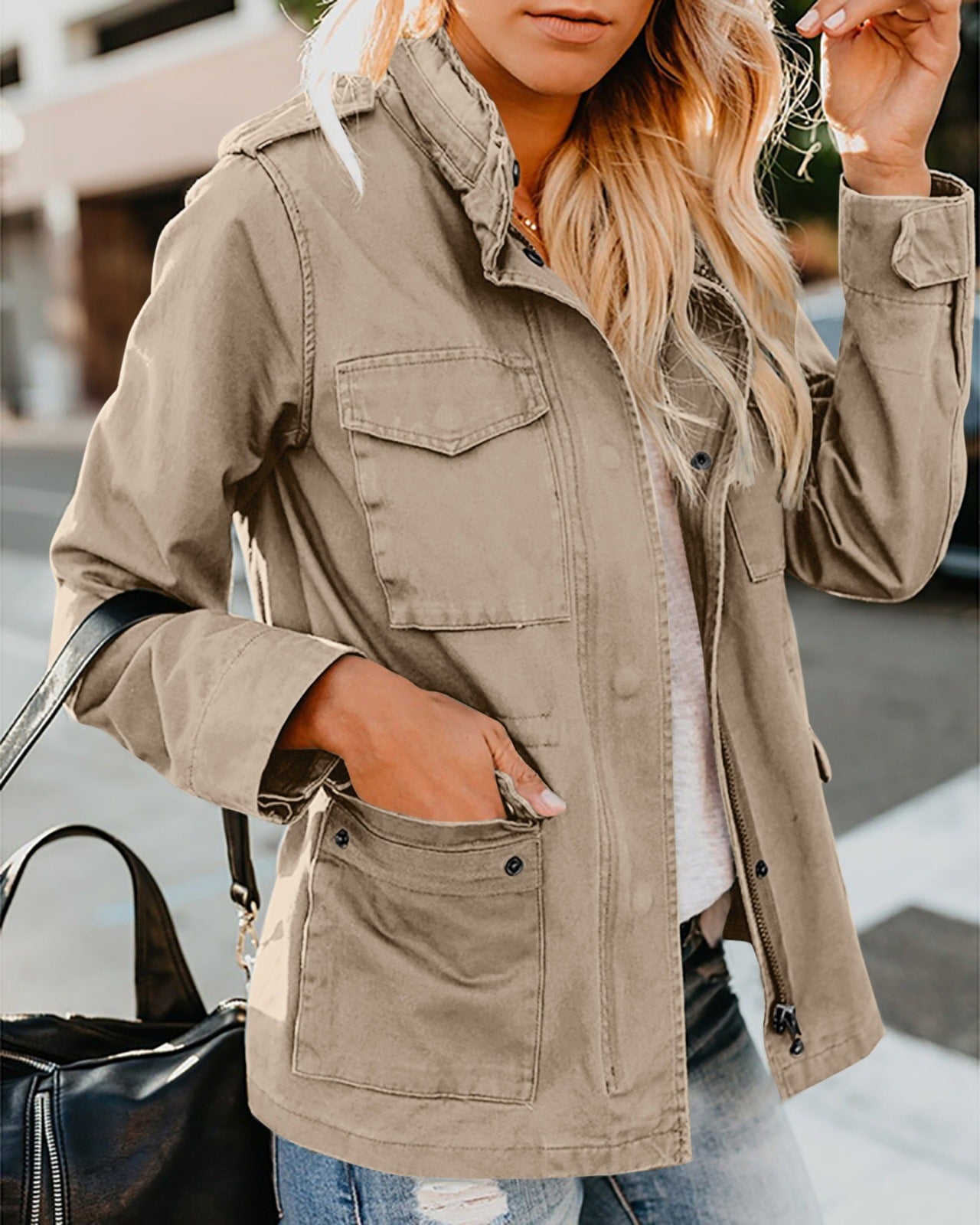 Women's Casual Loose Zip Jacket