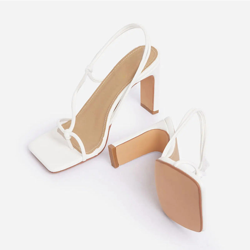 Ladies Square Toe High Heels Sandals
