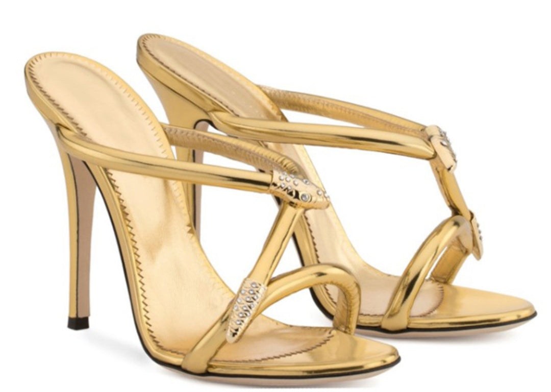 Satin Snake Stilettos