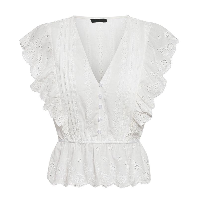 Embroidered Short Cotton Top