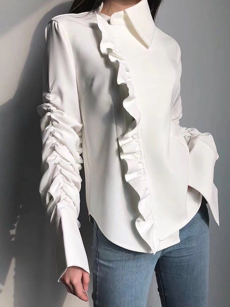 Women's Asymmetrical Pleated Shirt