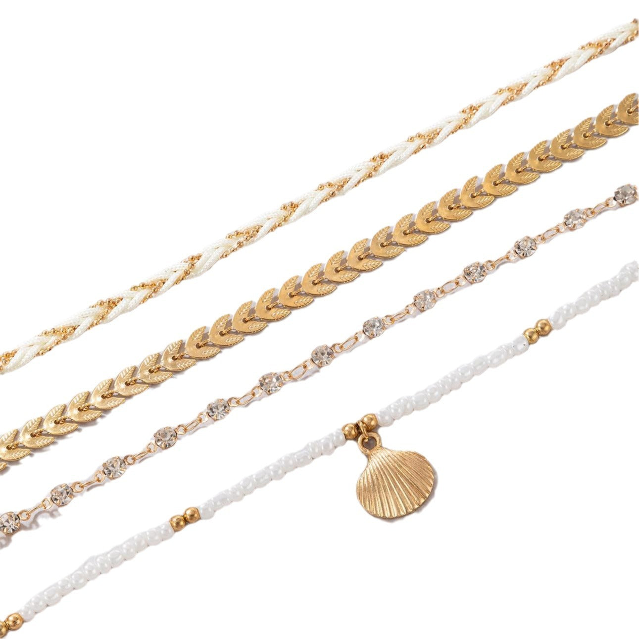 Rice Bead 4 Layer Ankle Chain