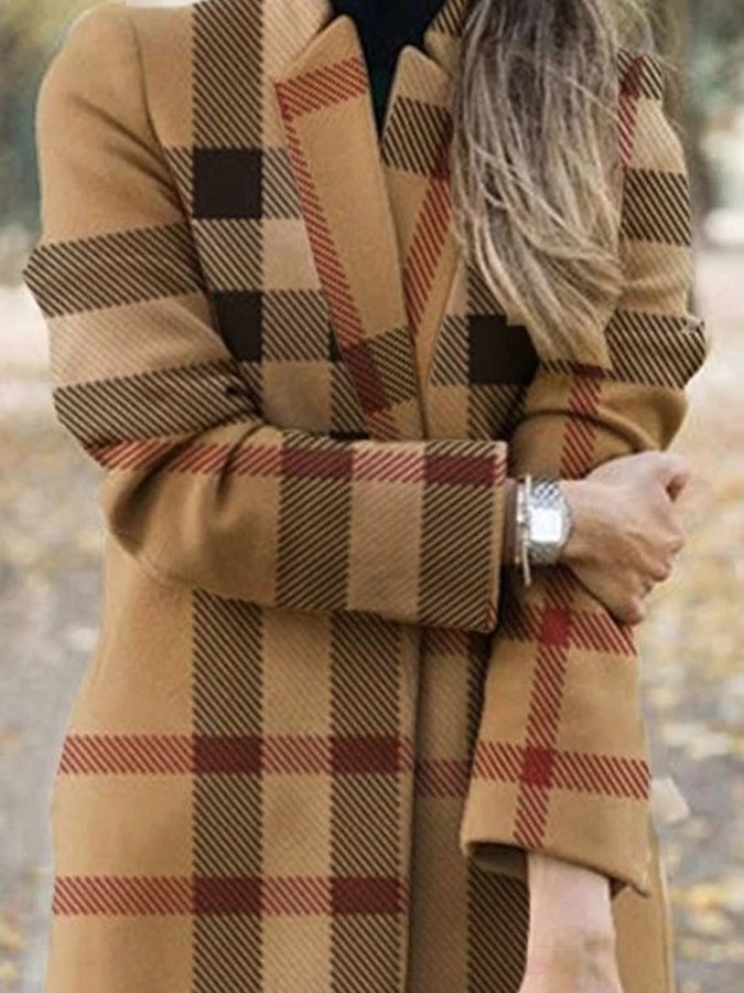 Printed Stand Collar Woolen Coat