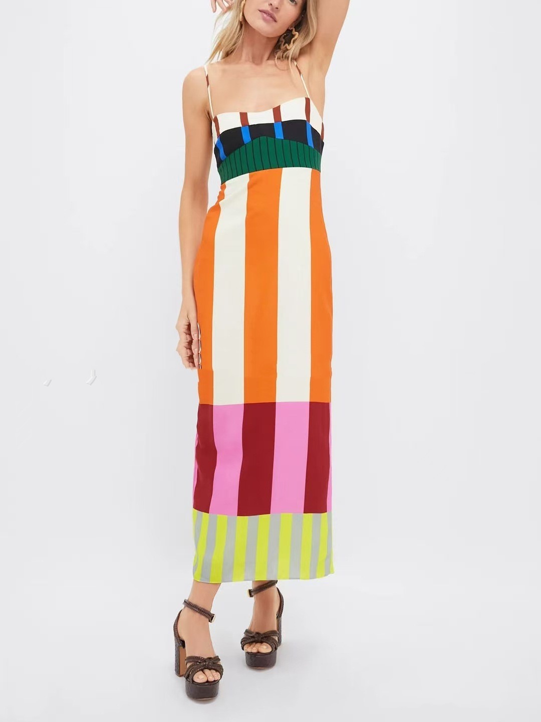 Women's Color Block Cotton Mix Dress | Ajanka Inc.