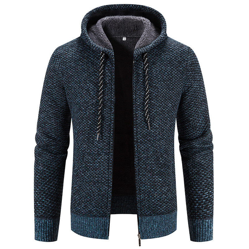 Men's Drawstring Plush Sweater Coat