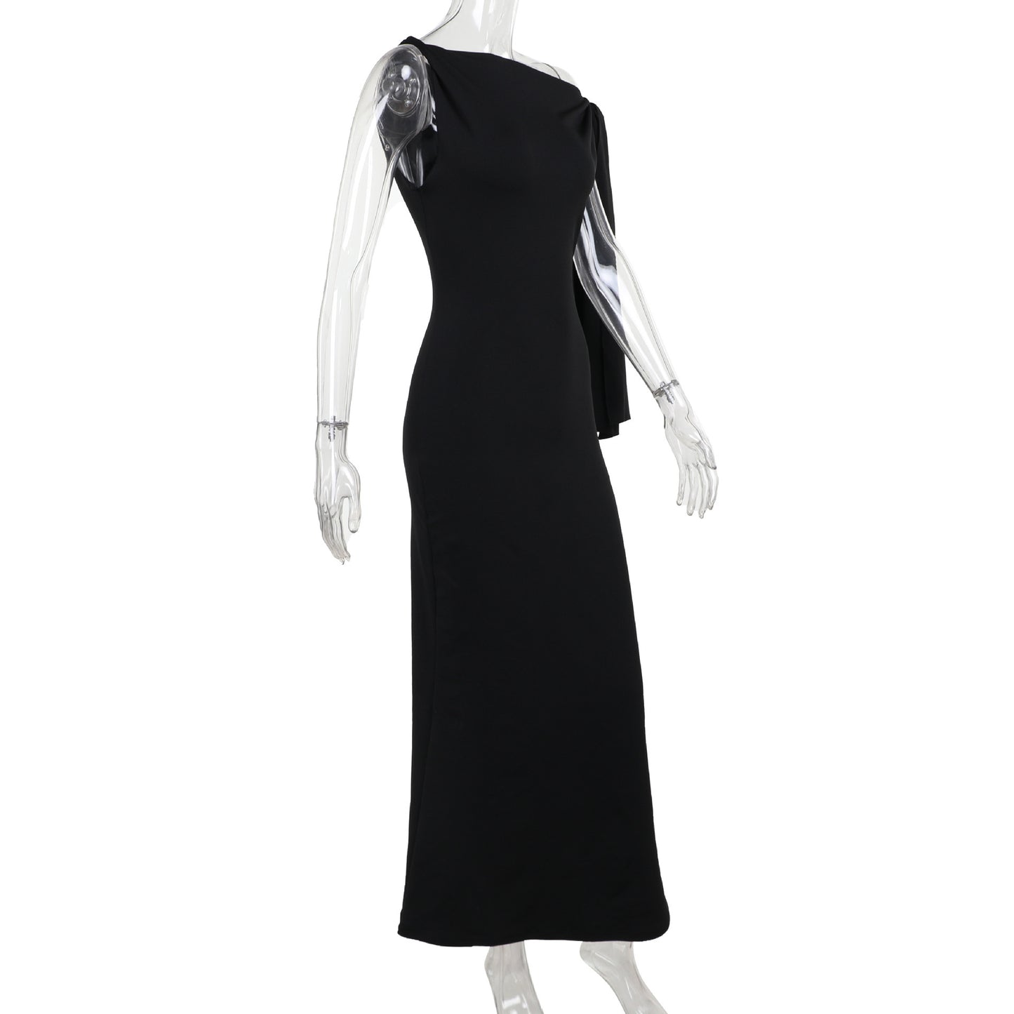 One-shoulder Ribbon Long Evening Dress