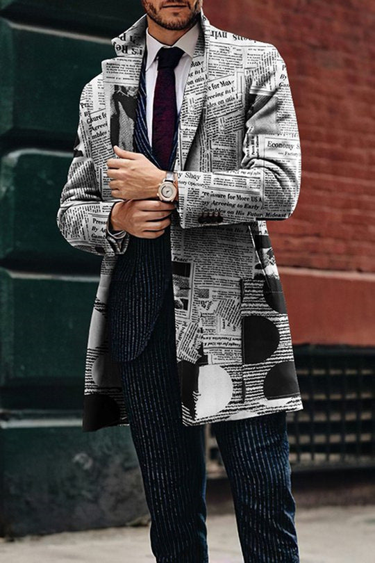 Men's Woolen Mid-length Trench Coat