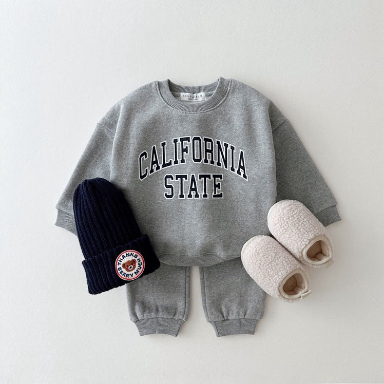 Boys & Girls Lettered Hooded 2pcs Set