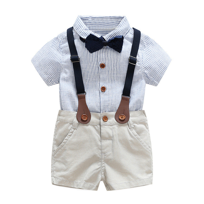 Boys' Fashion Statement Short-sleeved 2 Pcs Suit