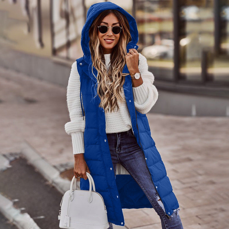 Hooded Fitted Sleeveless Coat