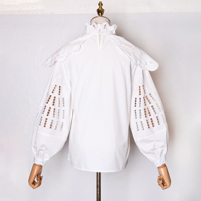 Stand-Collar Cutout Shirt