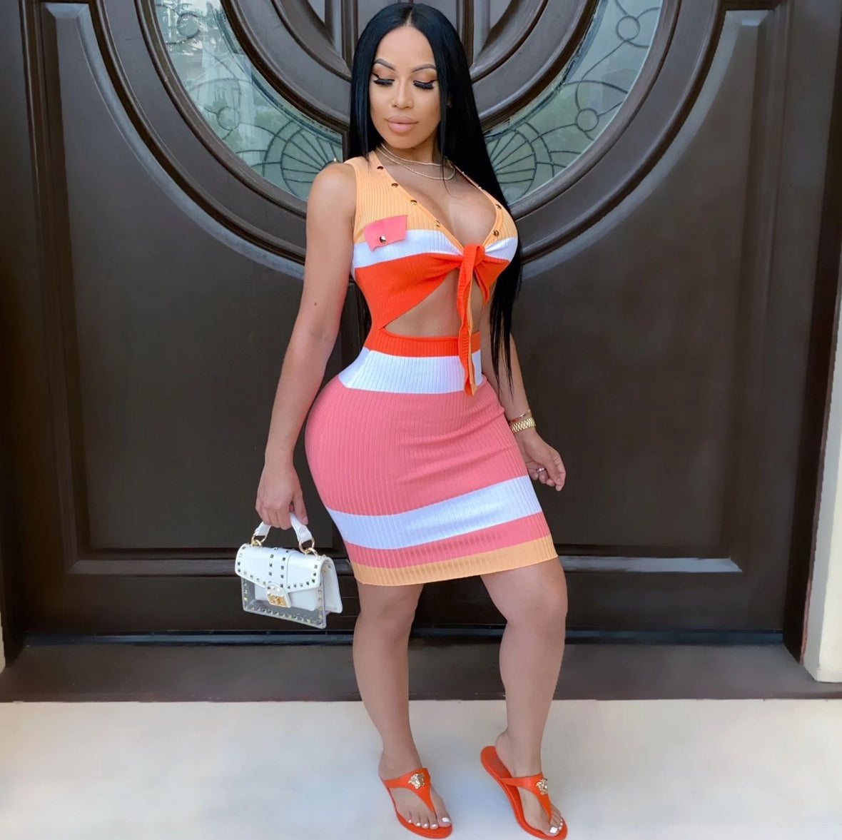 V-Neck Bodycon Dress