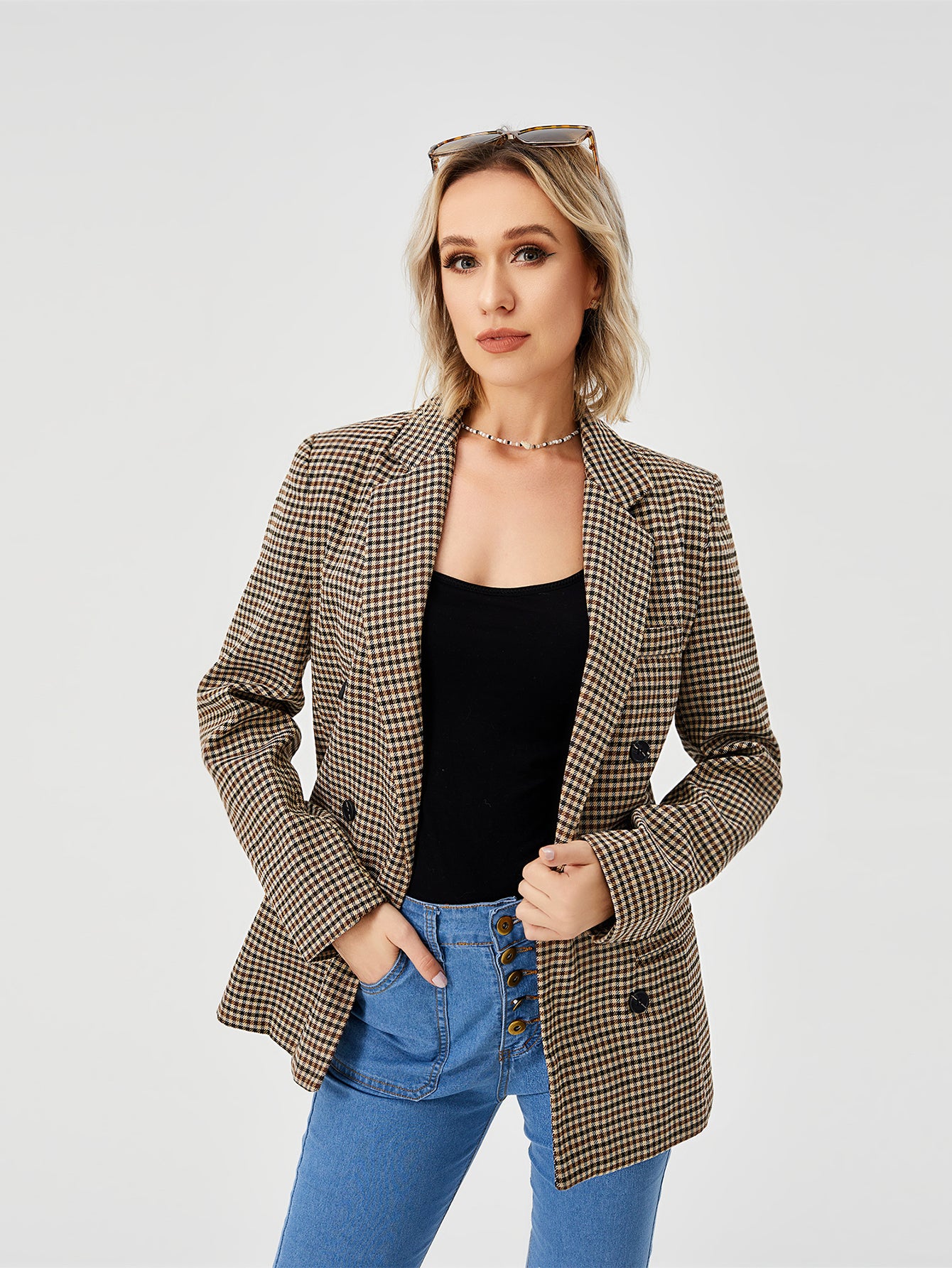 Womens Plaid Blazer
