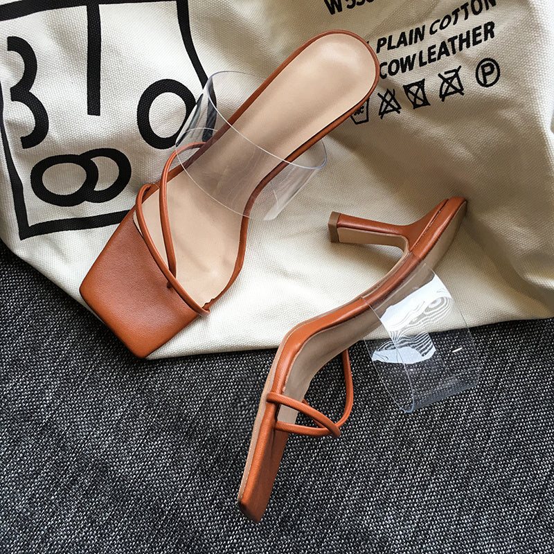 Women's Square Toe Transparent Sandals