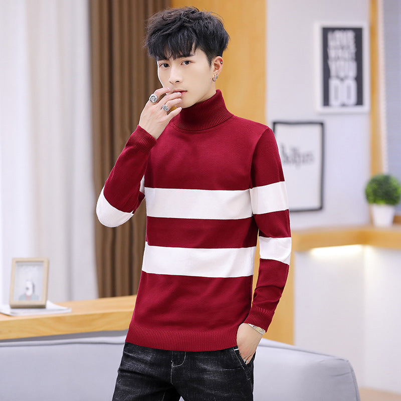 Men's Striped Turtleneck Sweater