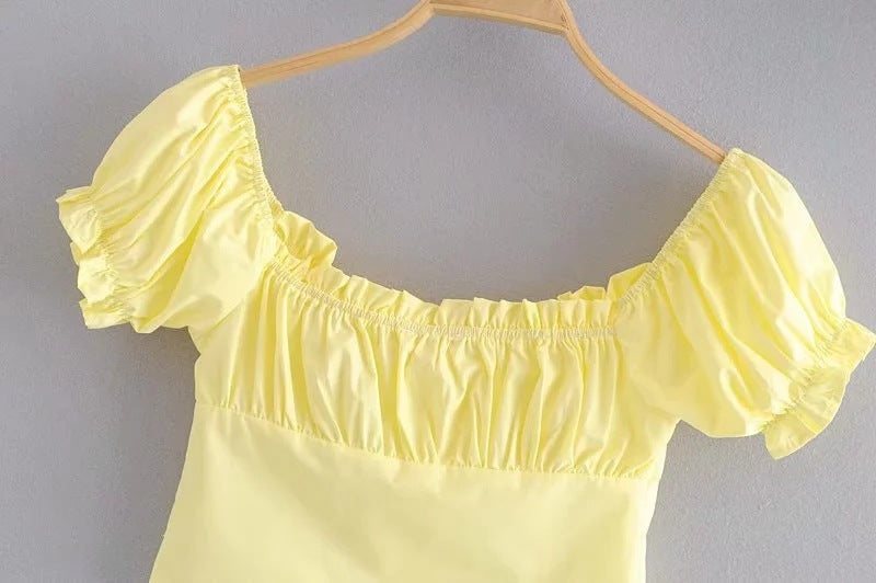 Bubble Sleeve Midriff Top
