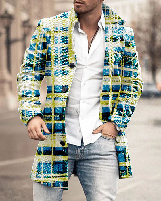 Men's Woolen Mid-length Trench Coat