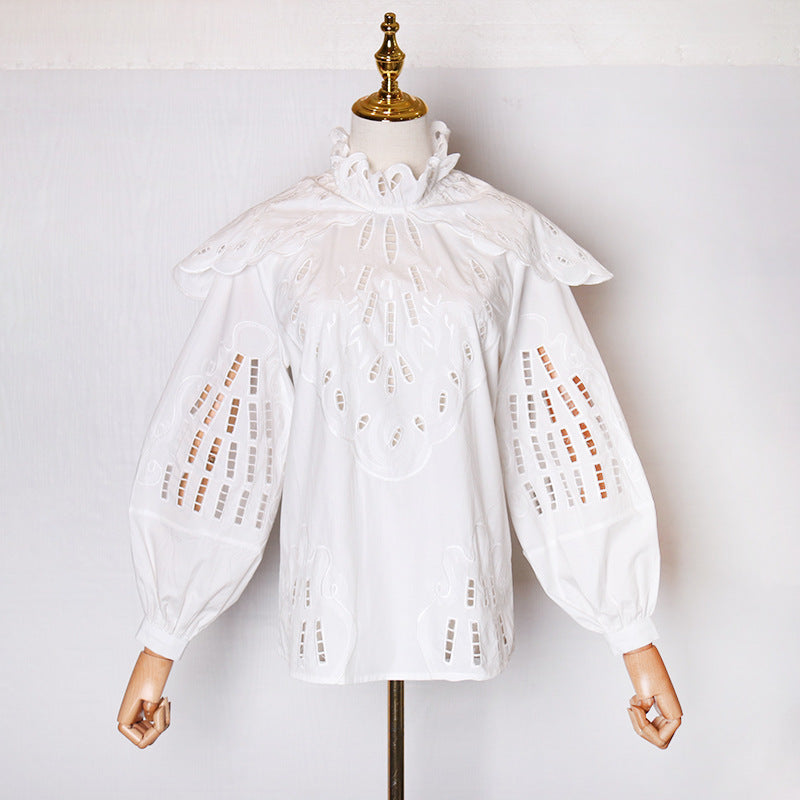 Stand-Collar Cutout Shirt