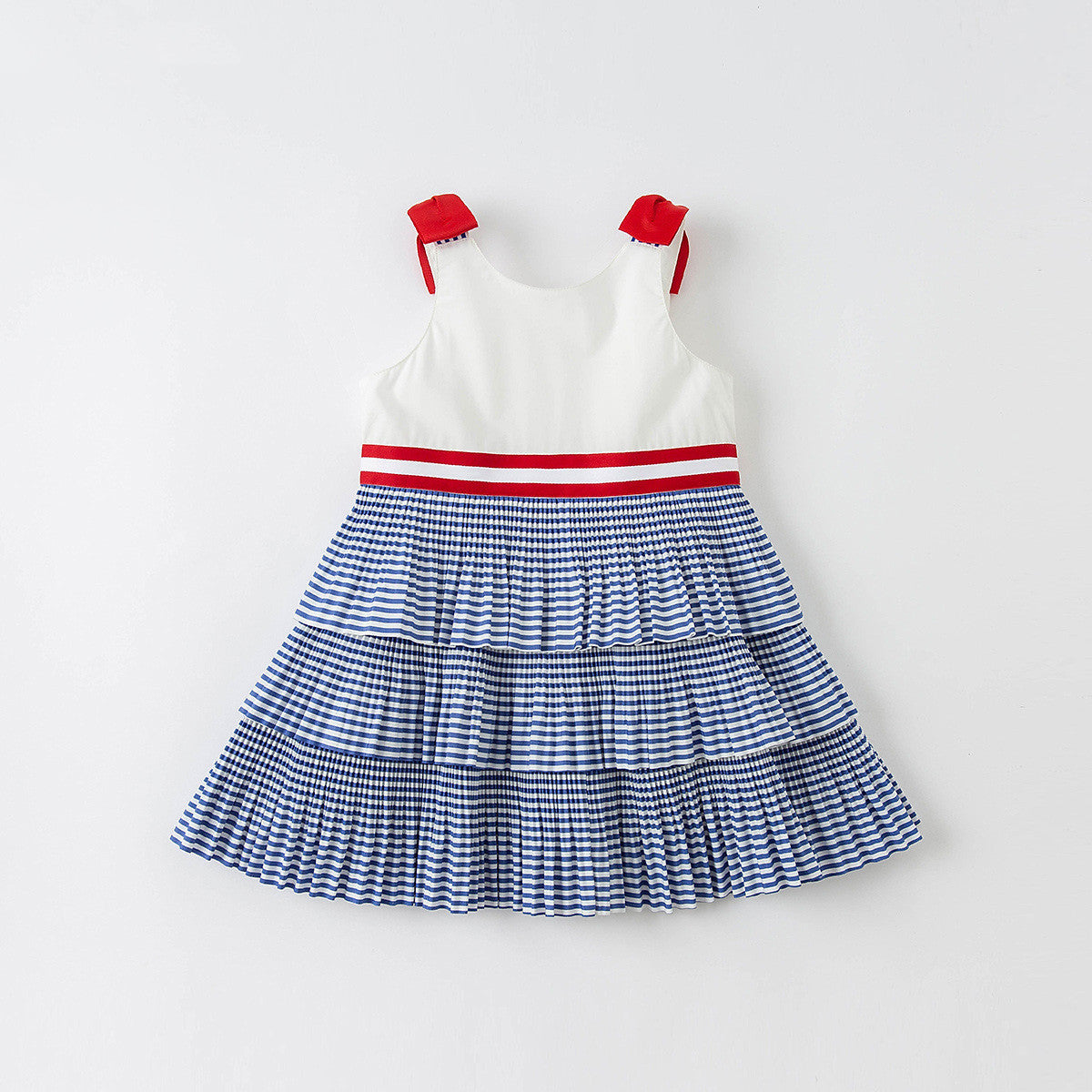 Girls' Red White & Blue Cotton Dress