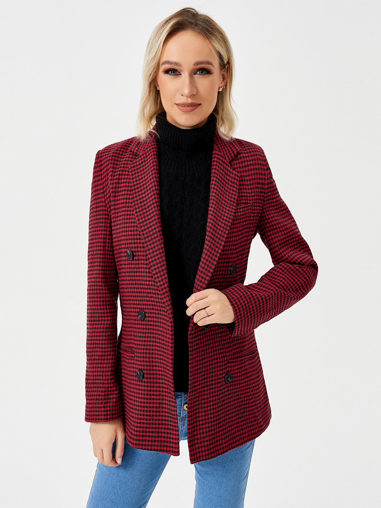 Womens Plaid Blazer