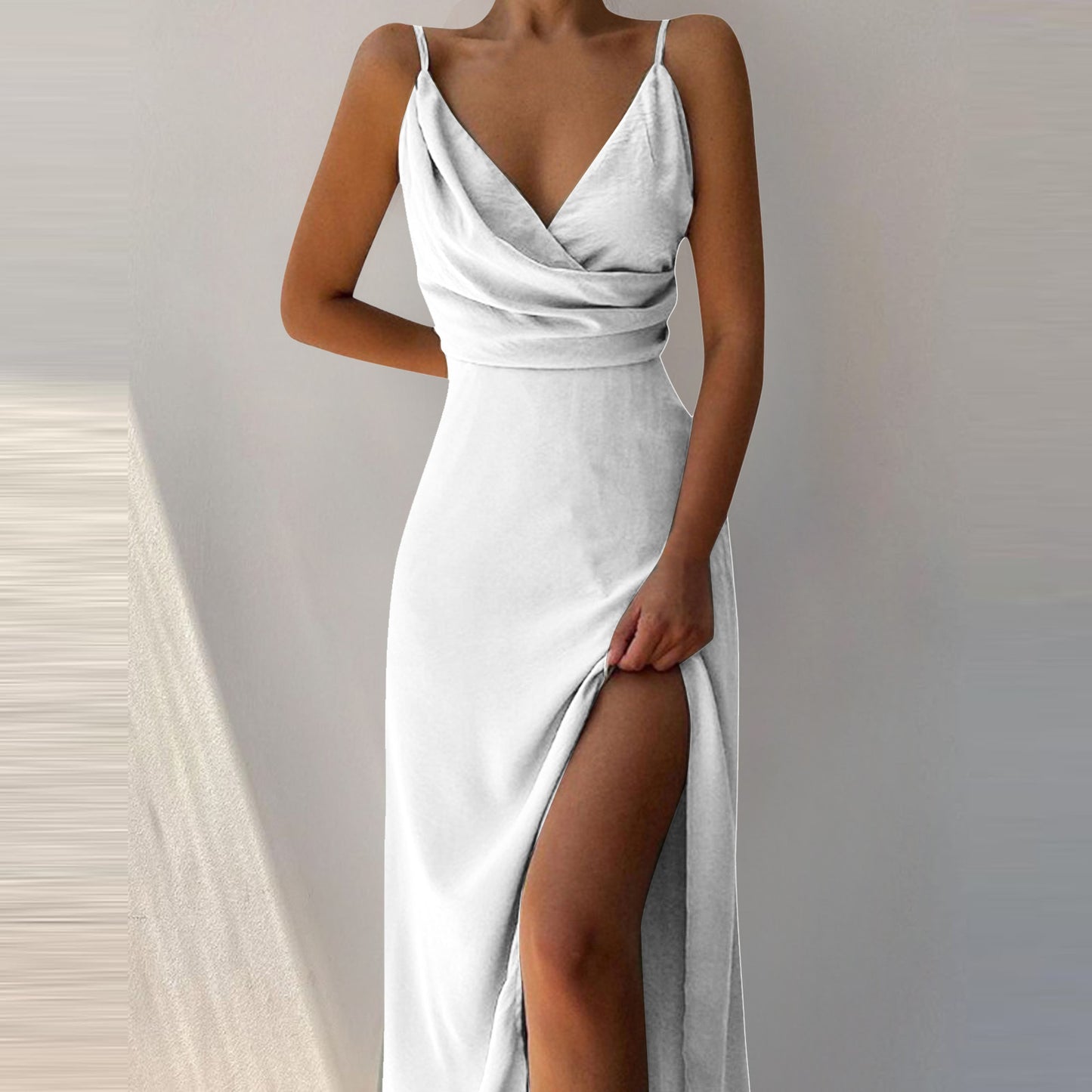 Women's V-neck Slit Sling Dress