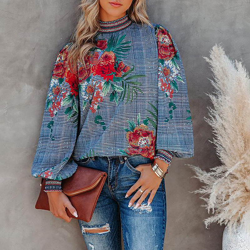 Printed Lantern Sleeved Shirt