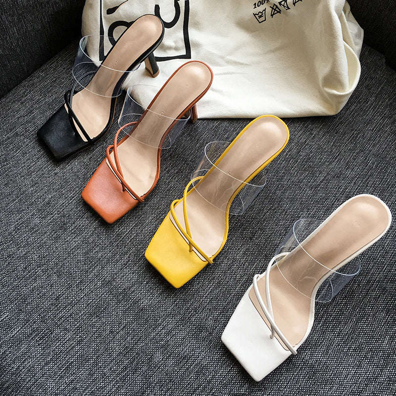 Women's Square Toe Transparent Sandals