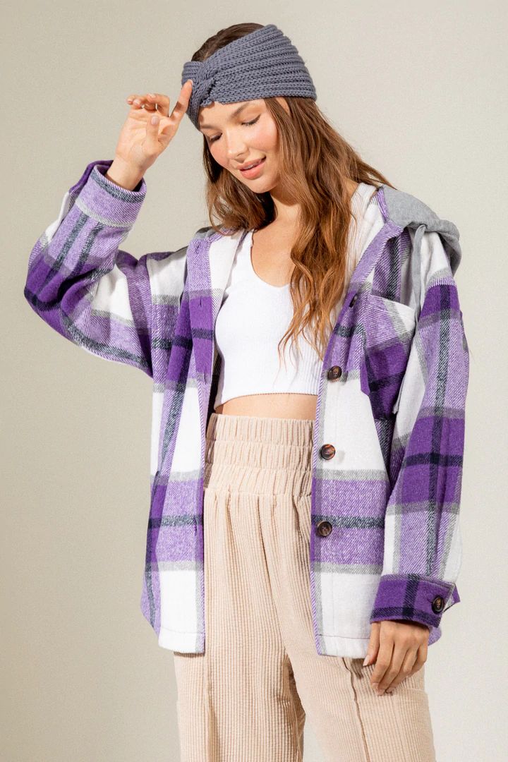 Women's Hooded / Woolen Plaid Shirt